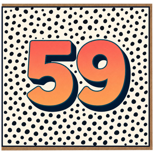 59th Birthday Card, Bold Orange Number 59 Polka Dot Design