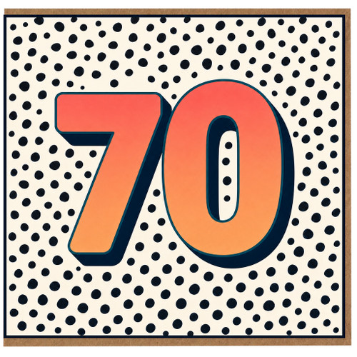 70th Birthday Card, Polka Dot Number 70 Card