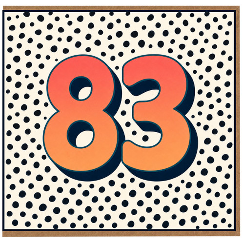 83rd Birthday Card, Bold Retro Polka Dot Age 83 Card