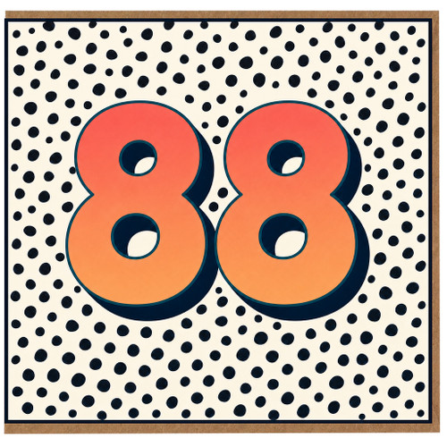 88th Birthday Card, Retro Polka Dot 88 Design