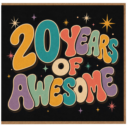 20th Birthday Card, 20 Years of Awesome Retro Typography Card