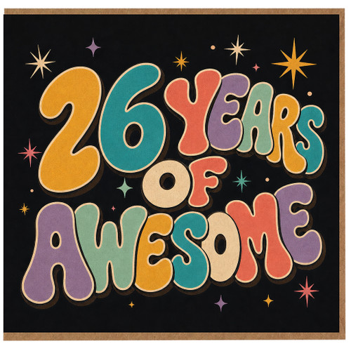 26th Birthday Card, 26 Years of Awesome Retro Birthday Card