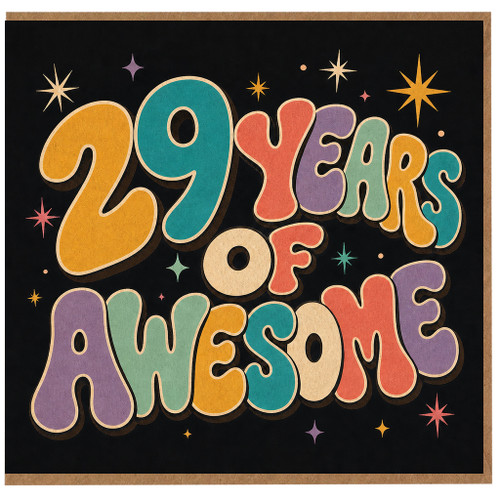 29th Birthday Card, 29 Years of Awesome Retro Typography Card