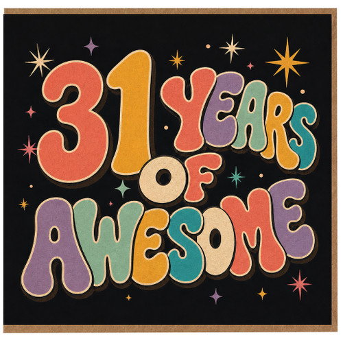 31st Birthday Card, 31 Years of Awesome Retro Colourful Birthday Card