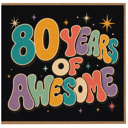 80th Birthday Card, 80 Years of Awesome Retro Style Card