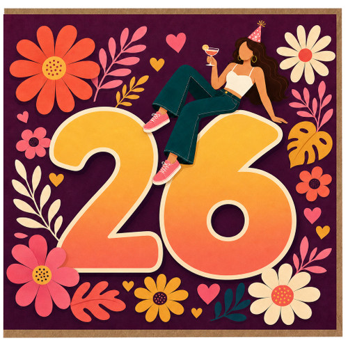 26th Birthday Card, Stylish Woman Party Card