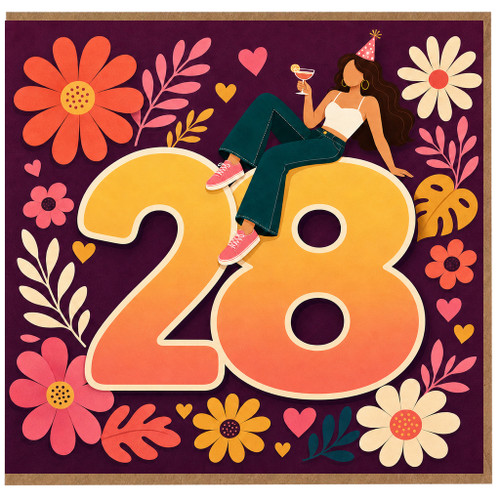 28th Birthday Card, for Her