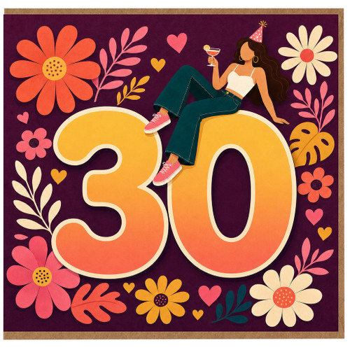 30th Birthday Card, Stylish Woman Party Design
