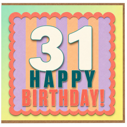 31st Birthday Card, Happy 31 Birthday Card