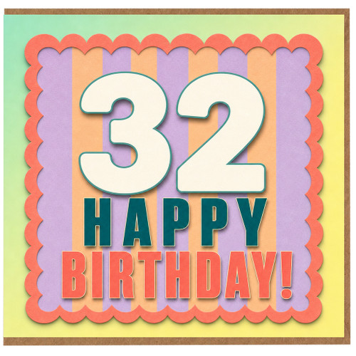 32nd Birthday Card, 32 Happy Birthday Card