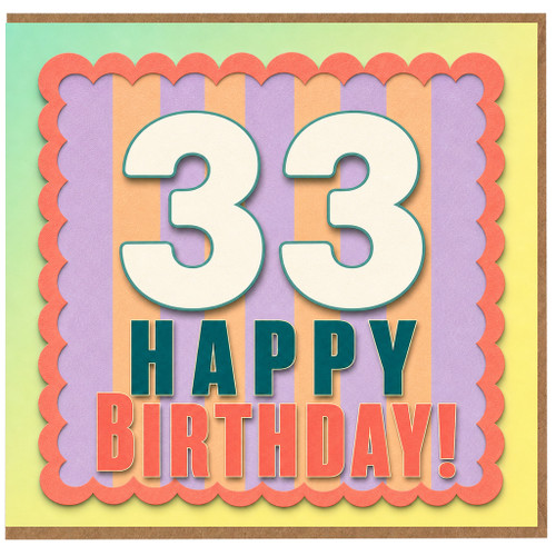 33rd Birthday Card, Happy Birthday Card