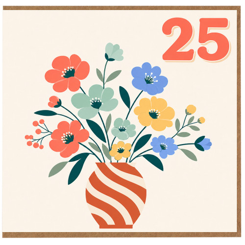 25th Birthday Card, Floral Bouquet Design