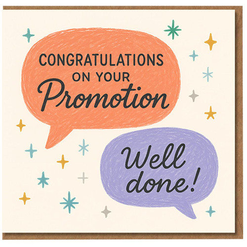 Congratulations on Your Promotion Card - Well Done Speech Bubbles Design - New Job Work Celebration Congratulations Greeting Card with Envelope