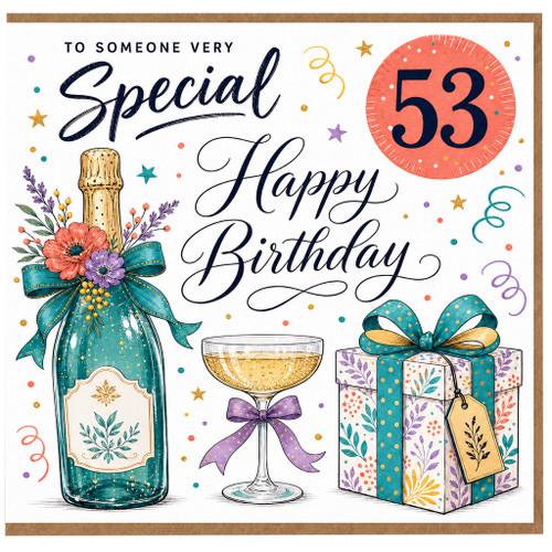 53rd Birthday Card, Special Happy Birthday Card for 53 Year Old