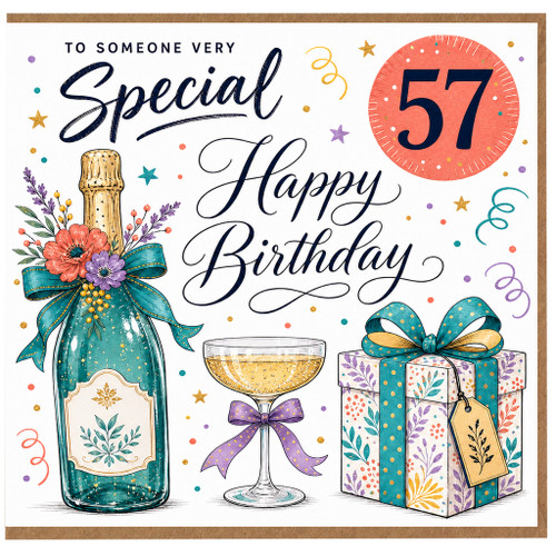 57th Birthday Card, Happy Birthday Card
