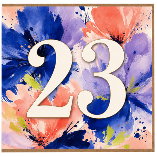 23rd Birthday Card, Colourful Floral Watercolour Design