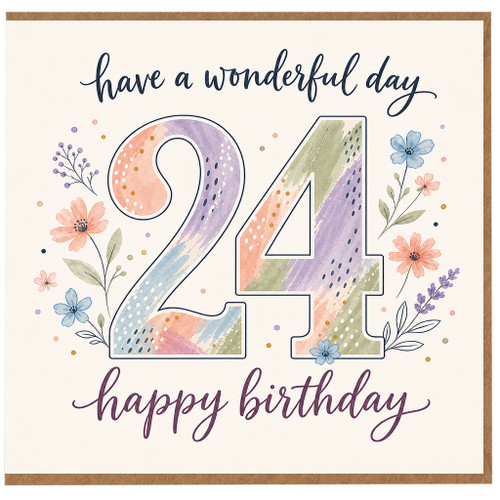 24th Birthday Card, Have a Wonderful Day Happy Birthday Card