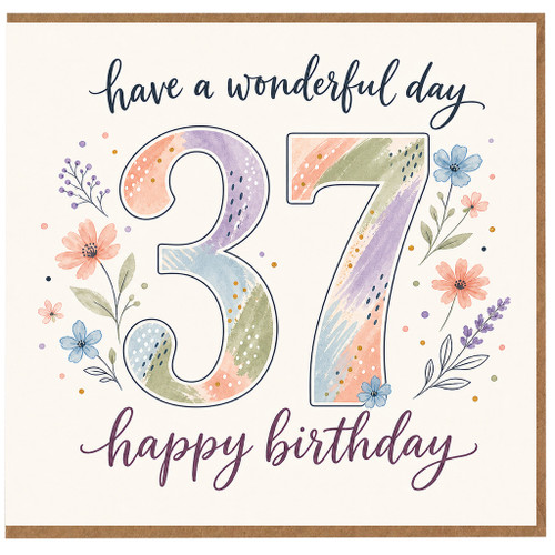 37th Birthday Card, Have a Wonderful Day Floral Happy Birthday Card