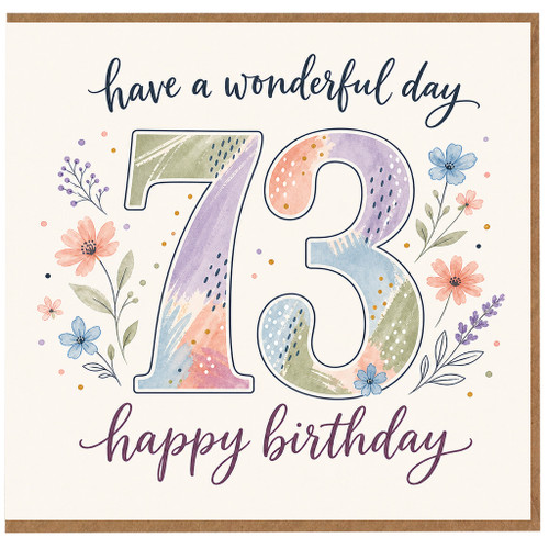 73rd Birthday Card, Floral Happy Birthday Card for Her