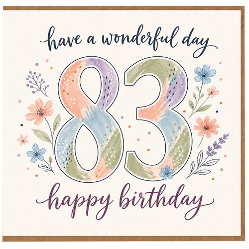 83rd Birthday Card, Have a Wonderful Day Floral Happy Birthday Card