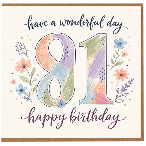 91st Birthday Card, Have a Wonderful Day Floral Birthday Card
