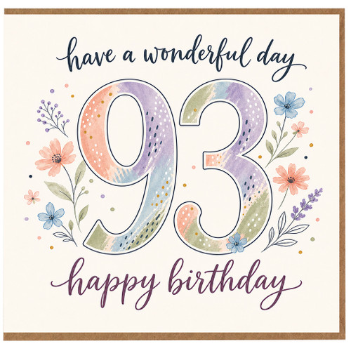 93rd Birthday Card, Have a Wonderful Day Floral Birthday Card