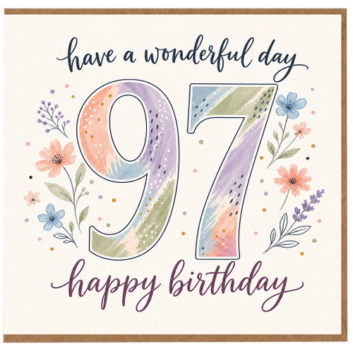 97th Birthday Card, Have a Wonderful Day Floral Birthday Card