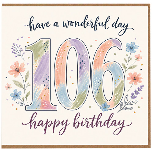 106th Birthday Card, Happy Birthday Card for 106 Year Old with Floral Design
