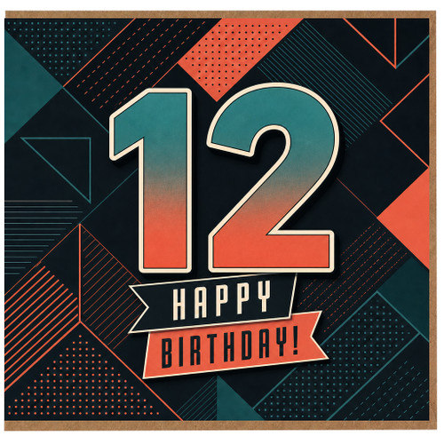 12th Birthday Card, Happy Birthday Card for Age 12