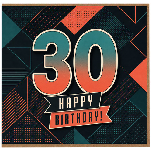 30th Birthday Card, Stylish Geometric Happy Birthday Card