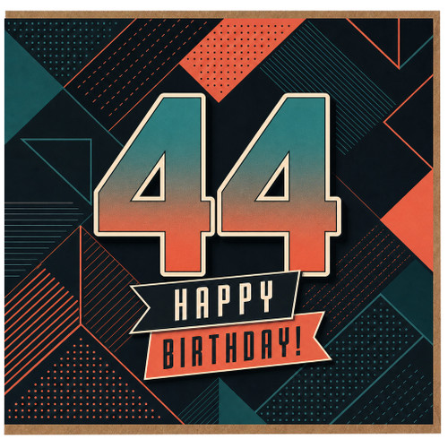 44th Birthday Card, Happy Birthday Retro Geometric Card