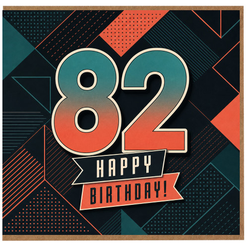 82nd Birthday Card, Retro Geometric Happy Birthday Card