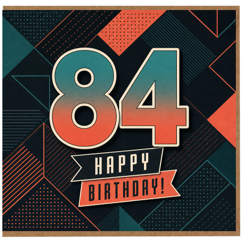 84th Birthday Card, Retro Geometric Happy Birthday Card