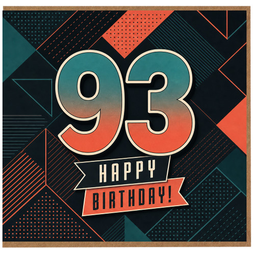 93rd Birthday Card, Happy Birthday Retro Geometric Design