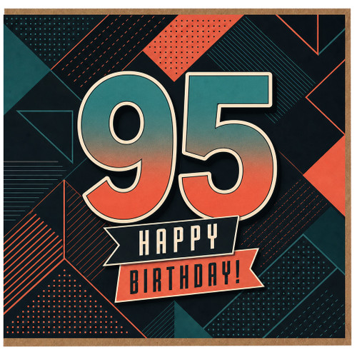 95th Birthday Card, Happy Birthday Retro Geometric 95 Design