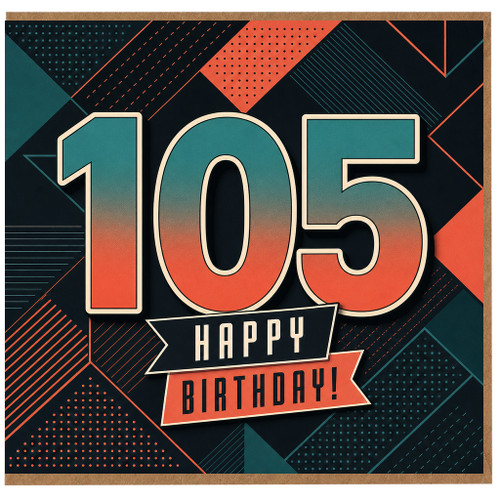105th Birthday Card, Happy Birthday Retro Geometric Design