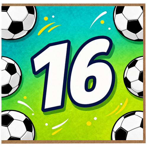 16th Birthday Card, Football Soccer Ball Design