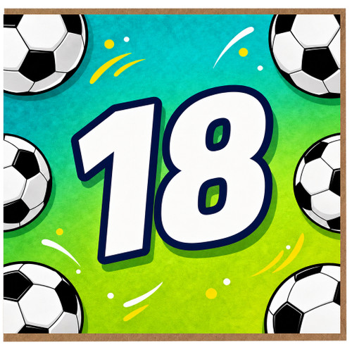 18th Birthday Card, Soccer Ball Sports Theme