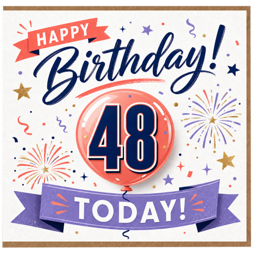 48th Birthday Card, Happy Birthday Today Card