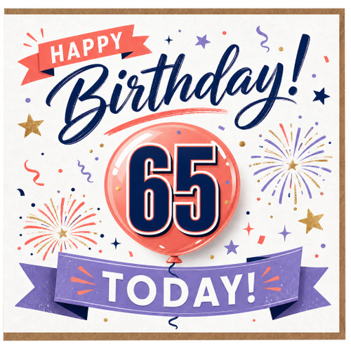 65th Birthday Card, Happy Birthday 65 Today Card