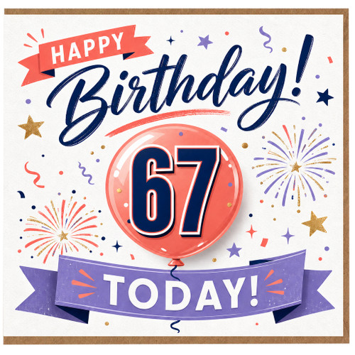 67th Birthday Card, Happy Birthday Today Card