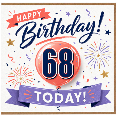 68th Birthday Card, Happy Birthday 68 Today Card