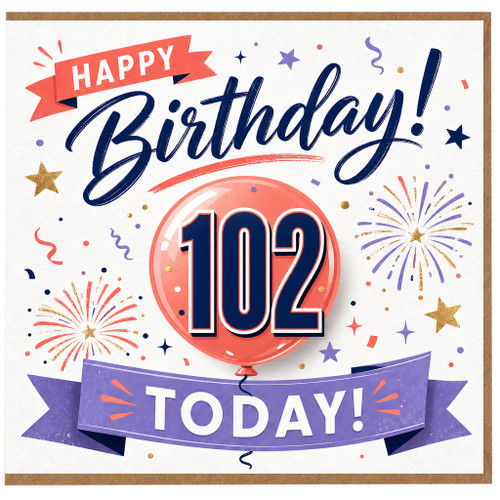 102nd Birthday Card, Happy Birthday Today Card