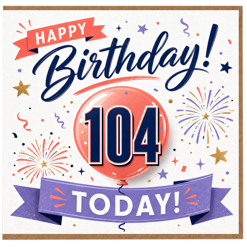 104th Birthday Card, Happy Birthday Today Celebration Card