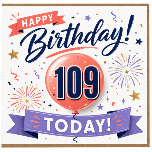 109th Birthday Card, Happy Birthday Balloon Design for Him or Her