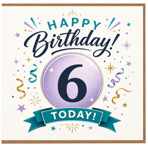 6th Birthday Card, Happy Birthday Today! Celebration Design