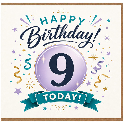 9th Birthday Card, Happy Birthday 9 Today!
