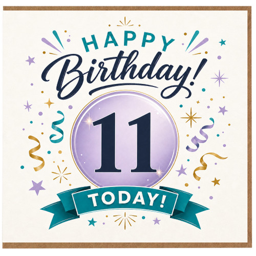 11th Birthday Card, Happy Birthday 11 Today Card