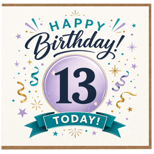 13th Birthday Card, Happy Birthday 13 Today Card