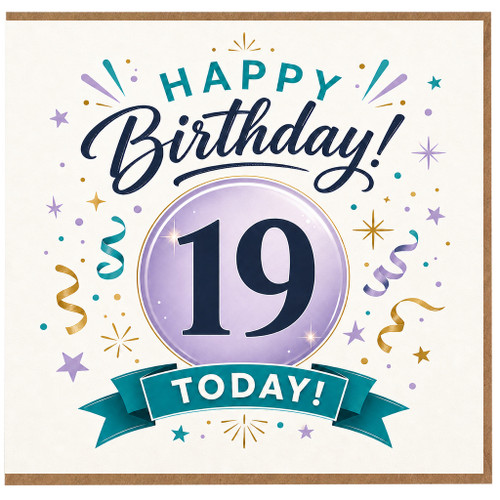 19th Birthday Card, Happy Birthday Today Card